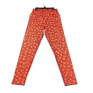 Vitality x Cosmopolitan High-Waist Leggings – Orange & Maroon Print Size L